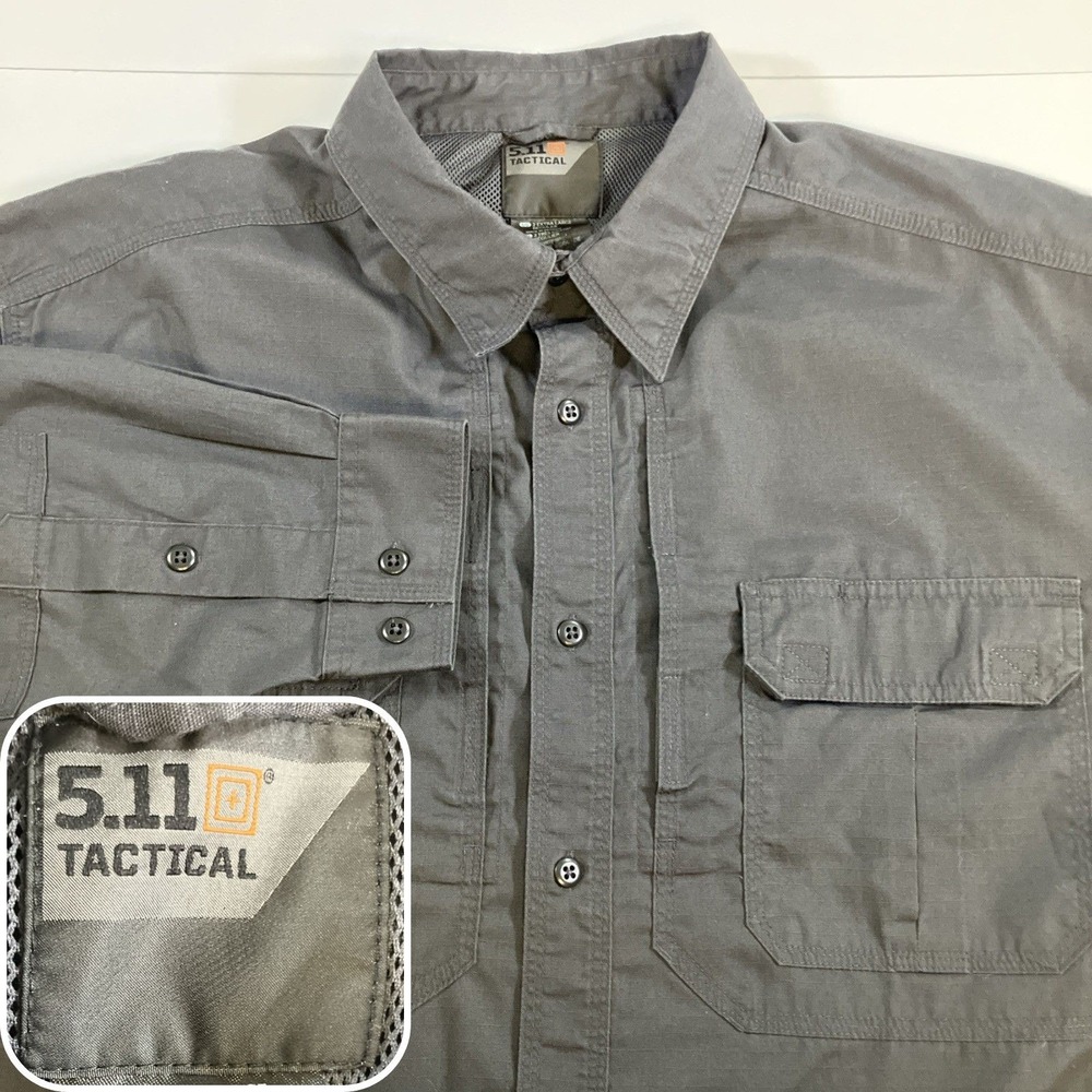 5.11 Tactical Taclite Pro Shirt Men 2XL Charcoal Gray Ripstop Long Sleeve